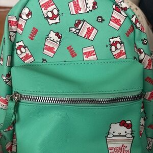 Hello Kitty Cup of Noodles Mini Backpack Bag Purse Mint Green Rare!